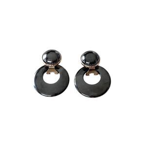 Vintage Hematite Door Knocker Earrings